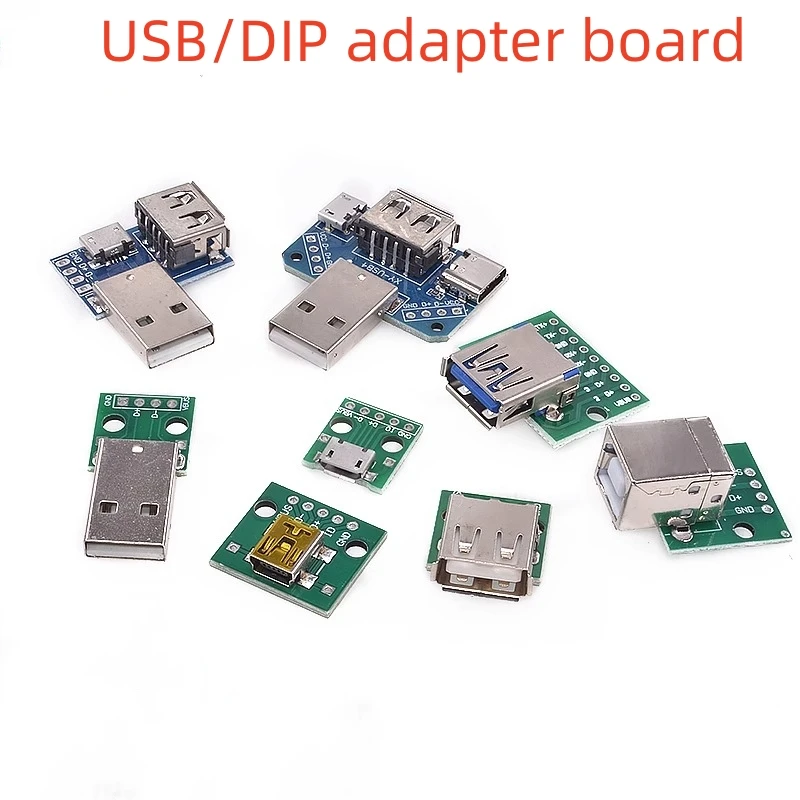1PCS 2.0/3 Square Port Female USB Adapter, Micro USB Male Female In-line DIP Adapter PCB Board