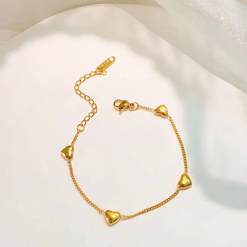 316L Stainless Steel New Fashion Upscale Jewelry Love Heart Shape Charm Chain Bracelets For Women Couple Girl\'s Gift