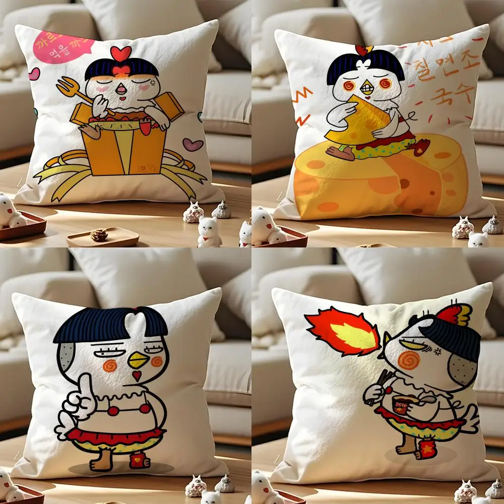 Funda de cojín de comida coreana b-buldak Ramen, funda de almohada antipolvo, funda de cojín de sofá de felpa corta sedosa con cremallera Invisible