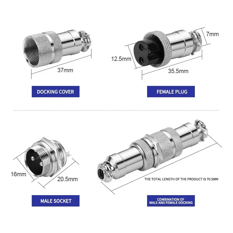 10 Sets GX12 Docking 2Pin 3Pin 4Pin 5Pin 6Pin 7Pin Male&Female Circular Panel Aviation Connector Butt Joint Plug Socket