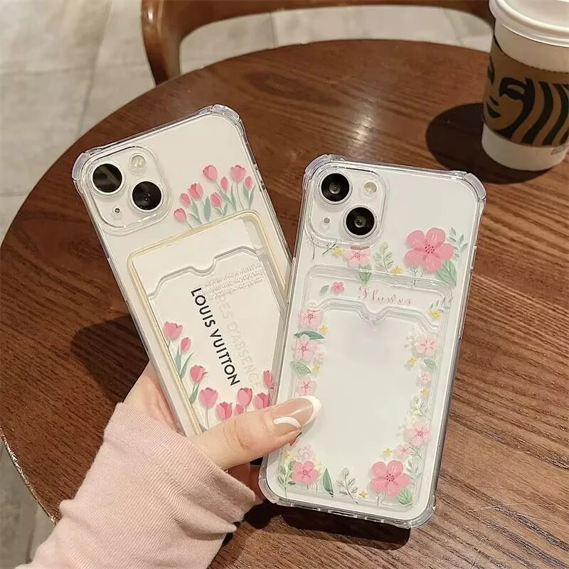 Pink Flowers Phone Case For IPhone 16 15 14 13 12 17 Pro Max Mini Plus 16E 17 AIR Casing Soft Clear Wallet Korean Cover