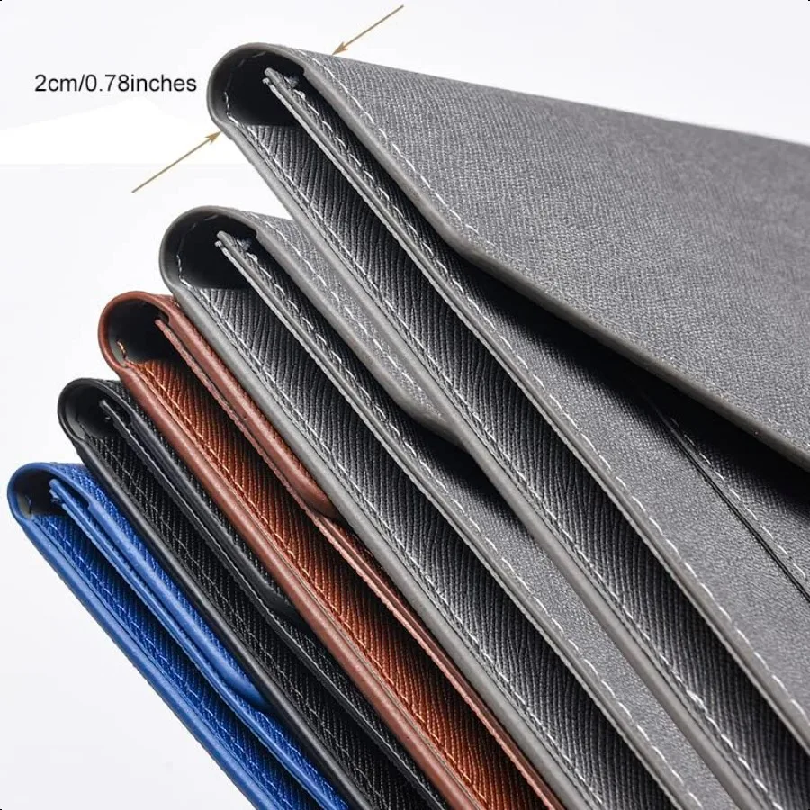 Cartella portadocumenti A4 in pelle PU Portadocumenti con 2 tasche Busta portfolio con cordino elastico Espansione da 3/4 pollici Nero