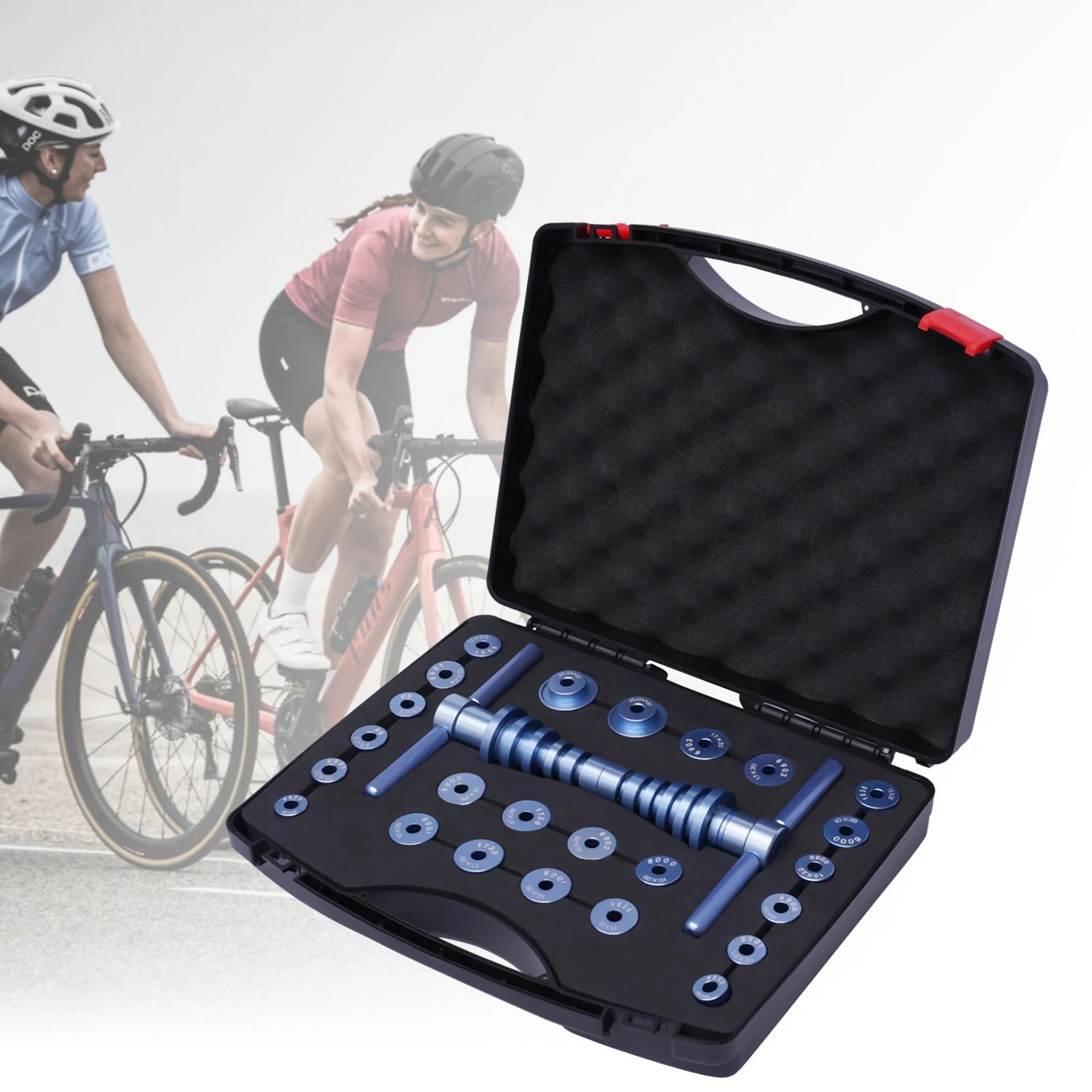 

Multifunctional Bicycle Bearing Removal Tool Set, 18 Models Pressure Blocks, Easy Carry Store for Hub/Frame Connecting Shaft