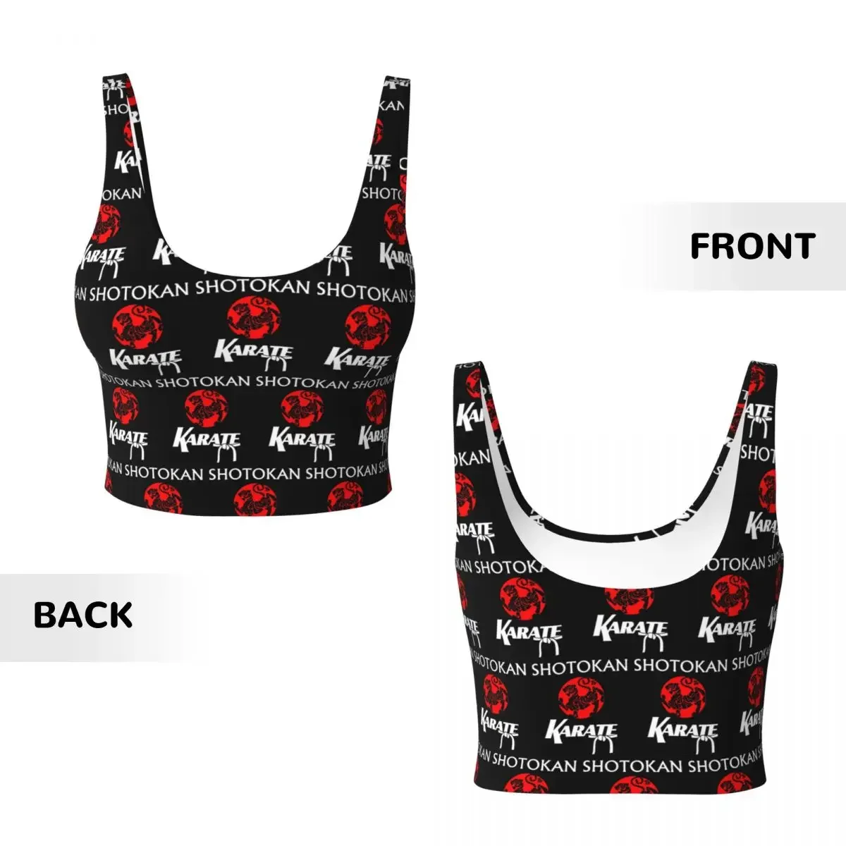 Custom Shotokan Karate Women Sports Vest Bra Gym Workout High Impact Yoga Crop Tank Top