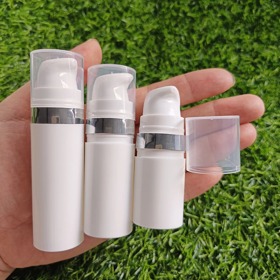 5/10/15ml recarregável branco preto loção garrafa soro de cuidados com a pele bomba mal ventilada garrafa com borda ouro tira loção toner recipiente