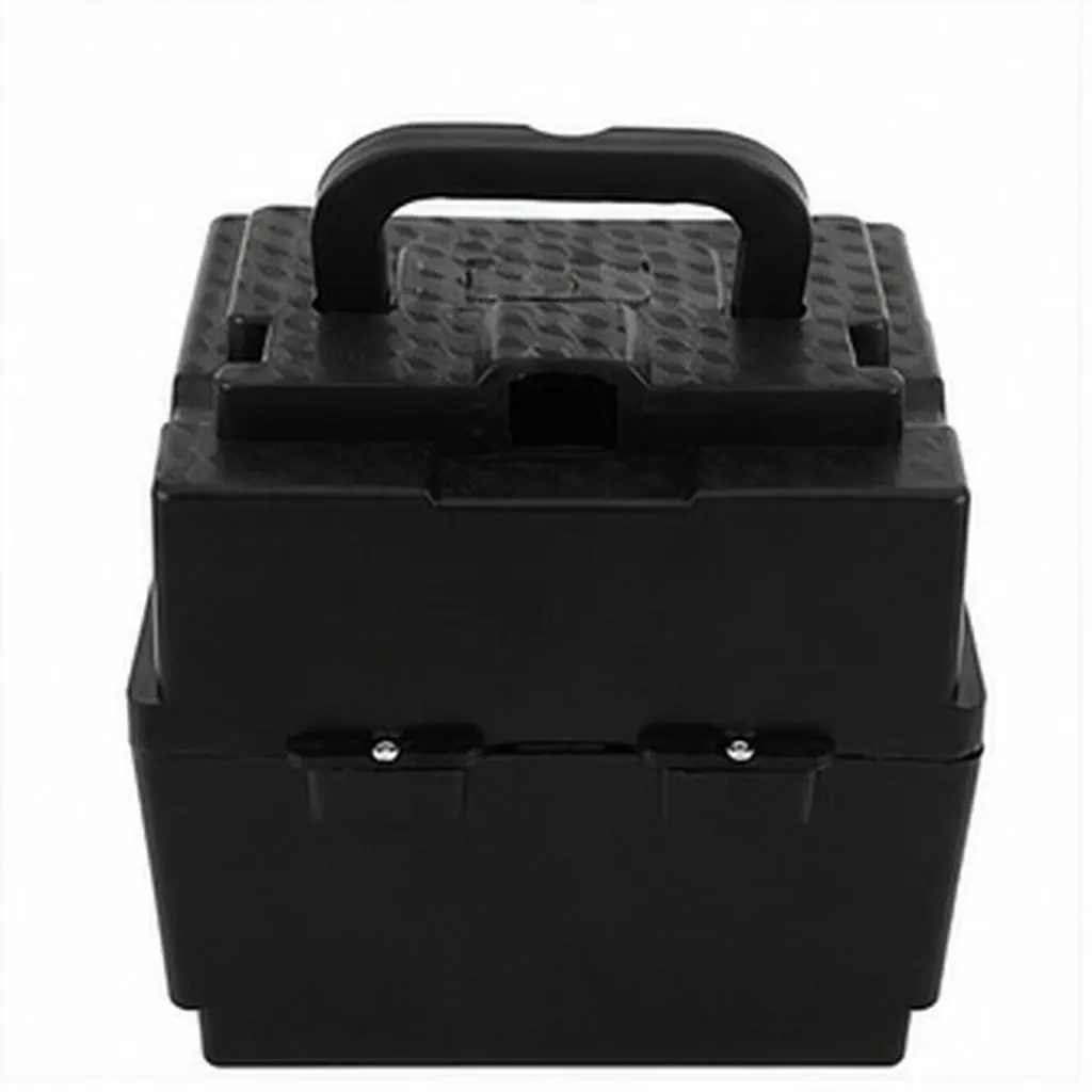 Heavy Duty Battery Storage Box Portable Plastic Case for Electric Motorcycle Rv Marine Black 8.27x8.27 Inch Waterproof Handle