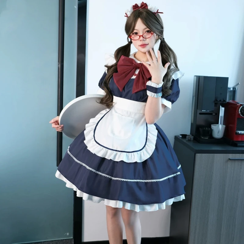 

2026 New Anime Women Cute Maid Dress Apron Outfit Gothic Lolita Dress Cosplay Costume Halloween Party Suit Role Play Clothing