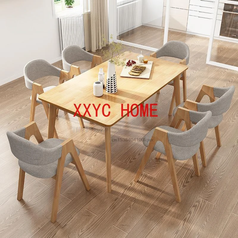 

And Chair Combination Minimalist Small Apartment Solid Wood Dining Table Rectangular Furniture