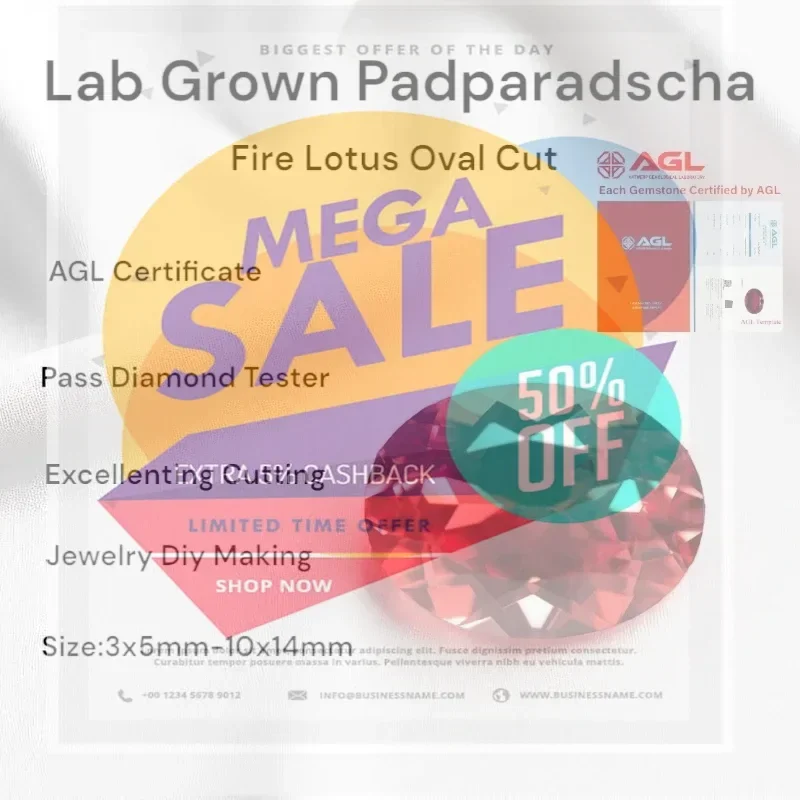 L-Lab Grown Padparadscha Fire Lotus Oval Shape Multiple Sizes Loose Gemstone For Jewelry Diy Making With AGL Certificate