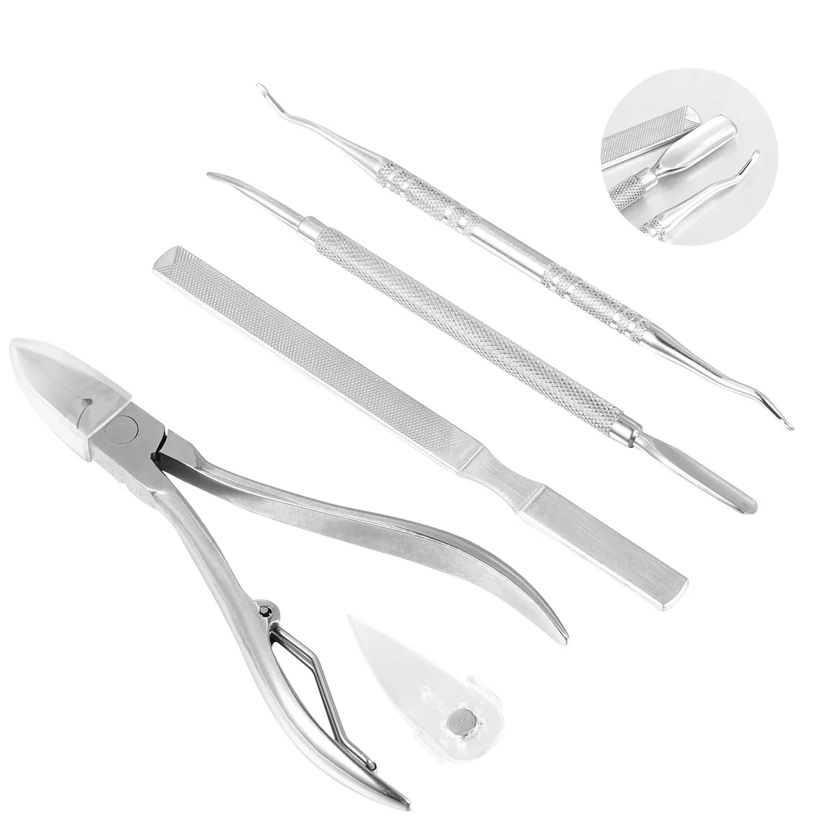 5 個ネイルトリマーセットステンレス鋼プロフェッショナルマニキュアツールきれいな形の爪のためのポータブルペディキュアキットシルバー