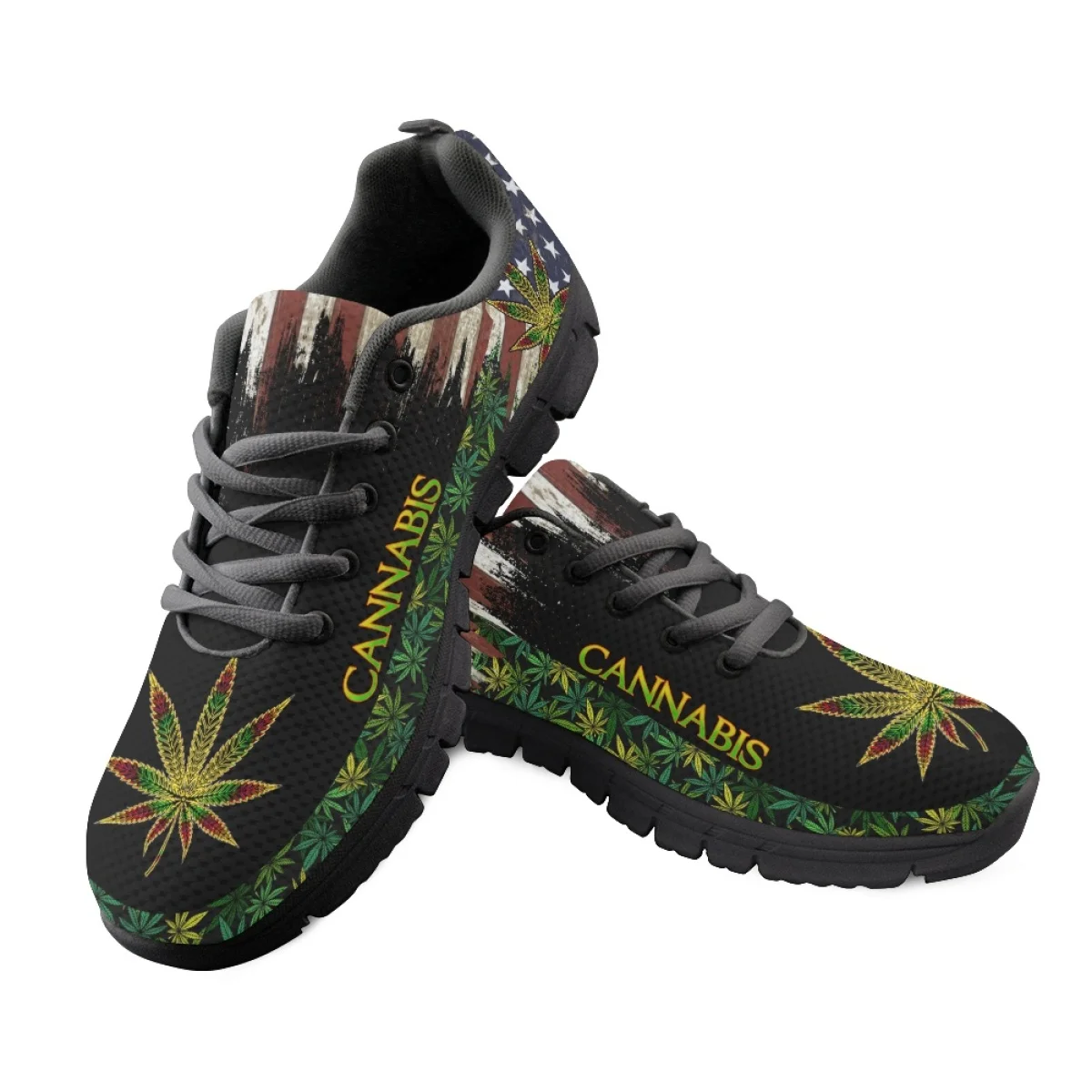 INSTANTARTS Women's Mesh Shoes Men Women Knit Sneakers 3D Weed Leaves Design Breathable Athletic Running Walking Gym Shoes 2024