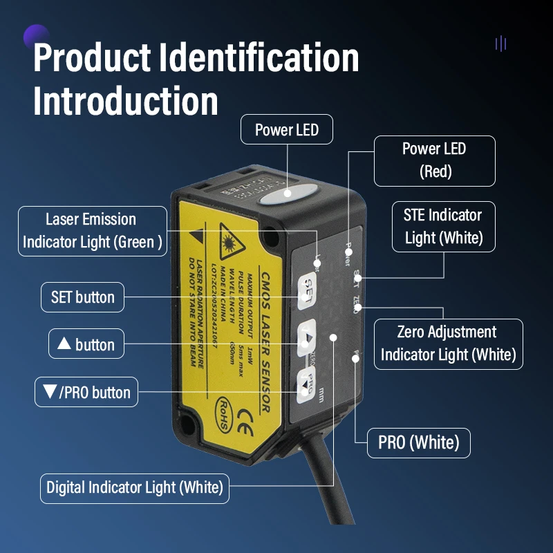 High-precision laser displacement sensor replaces Panasonic HG-C switch analog 485 distance measurement thickness height sensing