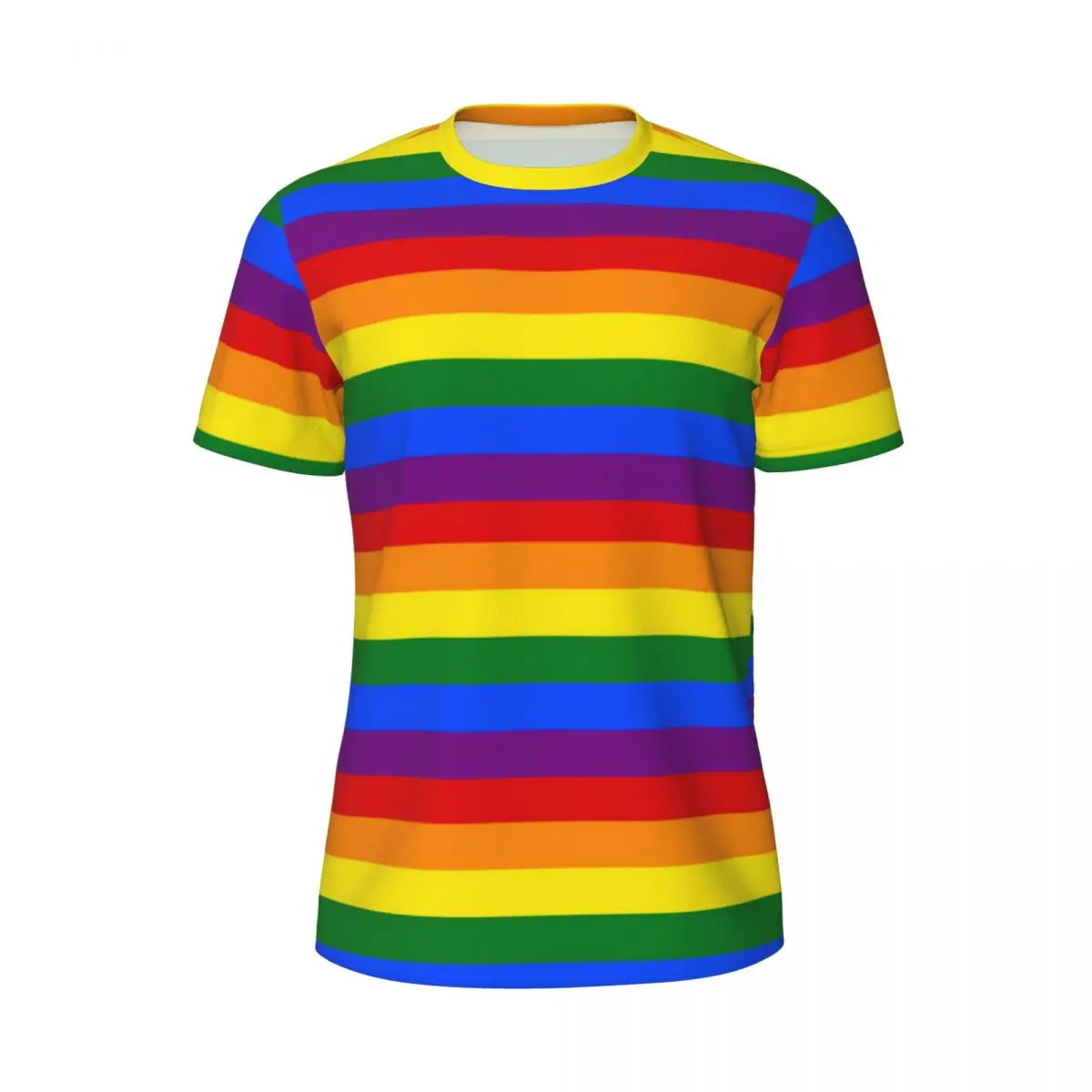 

Colorful Stripes T Shirt Classic Rainbow Print Harajuku Gym T-Shirts Short-Sleeve Breathable Tshirt Summer Y2K Big Size Tees