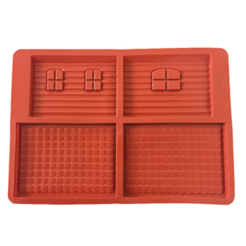 2Pcs christmas house Silicone chocolate Mold Creative Christmas Gingerbread House Cake Molds Sugar Craft Cake Decorating Tools