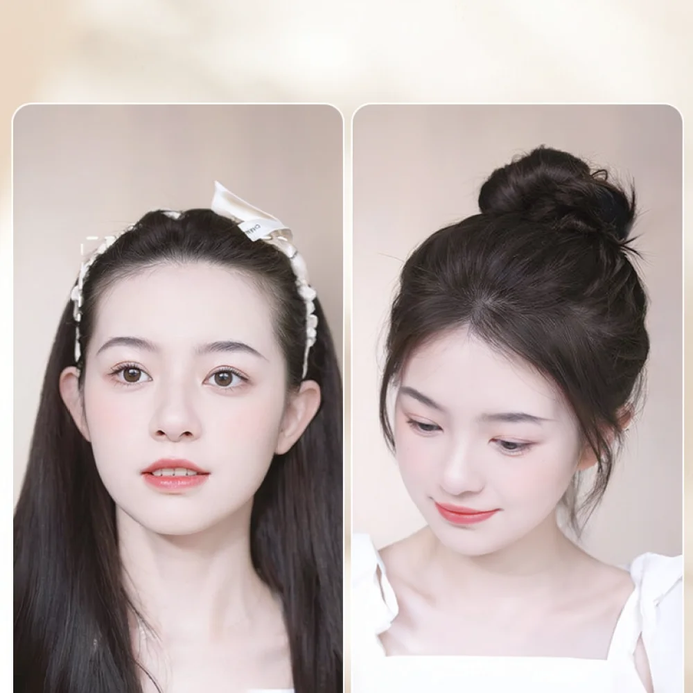 Breathable Wispy Bangs Hair Extension For Liyuan Instant Volume Enhancer Synthetic Fiber Hair Patch For All Face Shapes