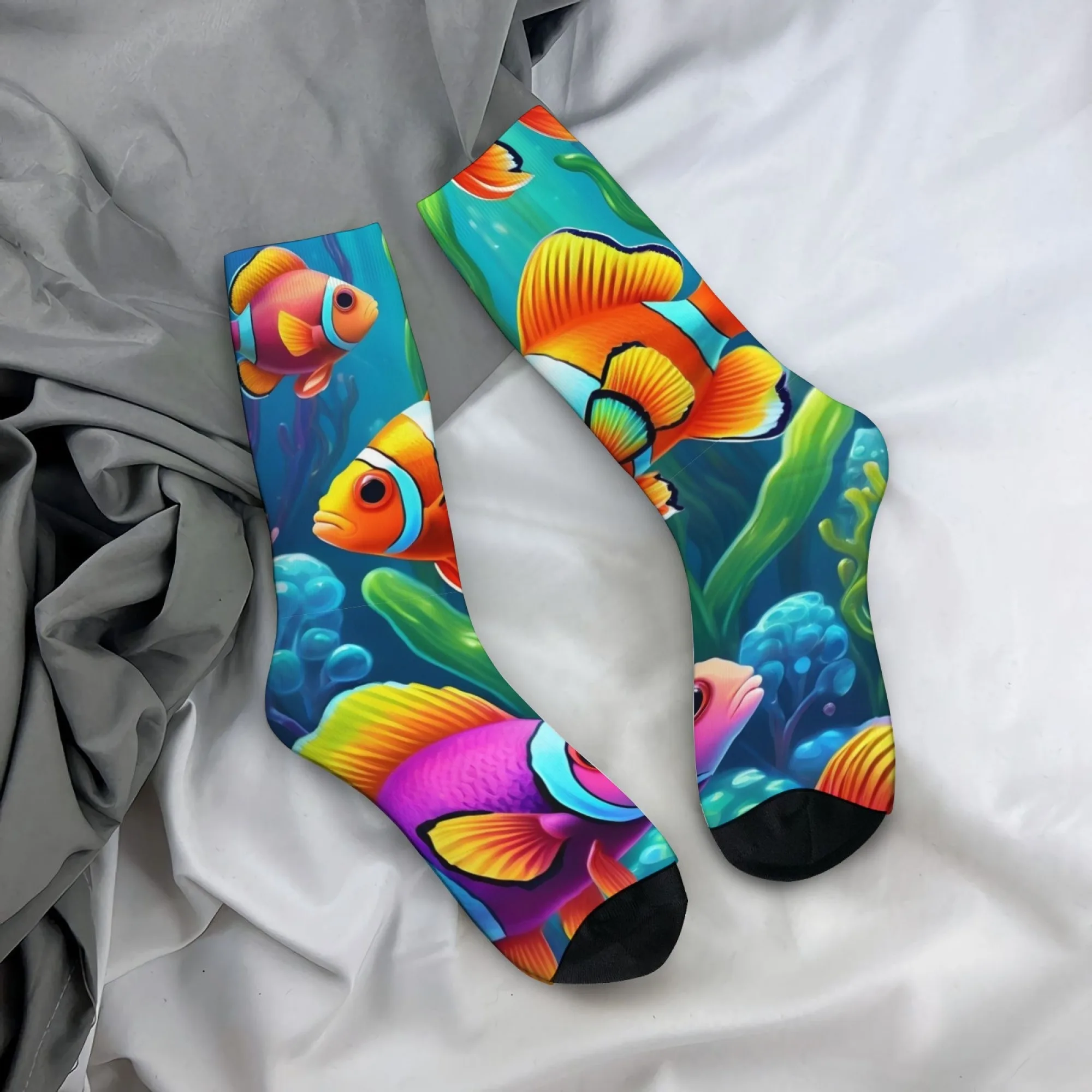 

Funny and Quirky Goldfish Print Men's Socks Soft Breathable Non-slip Socks Street Style Harajuku Retro Style Cycling Socks