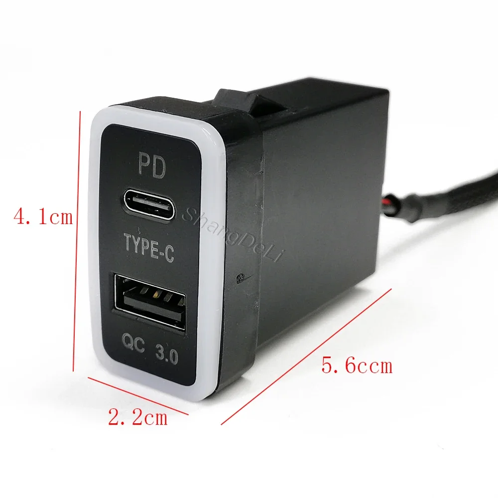 Car Quick Charger TYPE-C PD QC3.0 USB Interface Socket Fast Car Charger Use for Toyota Corolla Levin Prado FJ Cruiser