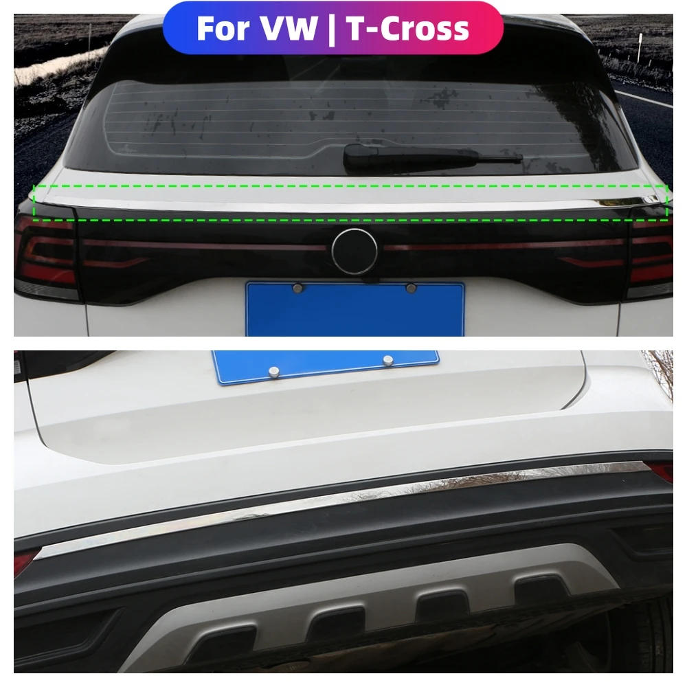 Rear Bumper Cover Trim for Volkswagen VW T-cross Tcross 2018 2019 2020 2021 2022 2023 Steel Car Trunk Tailgate Lip Strip