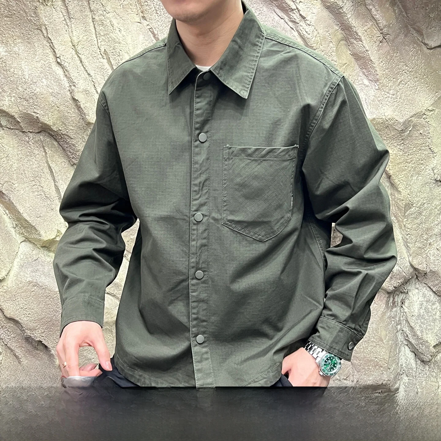 

Washed Pure Cotton Long Sleeve Men's Shirt Loose Fit American Retro Style Autumn Season Casual Wear Breathable Comfortable