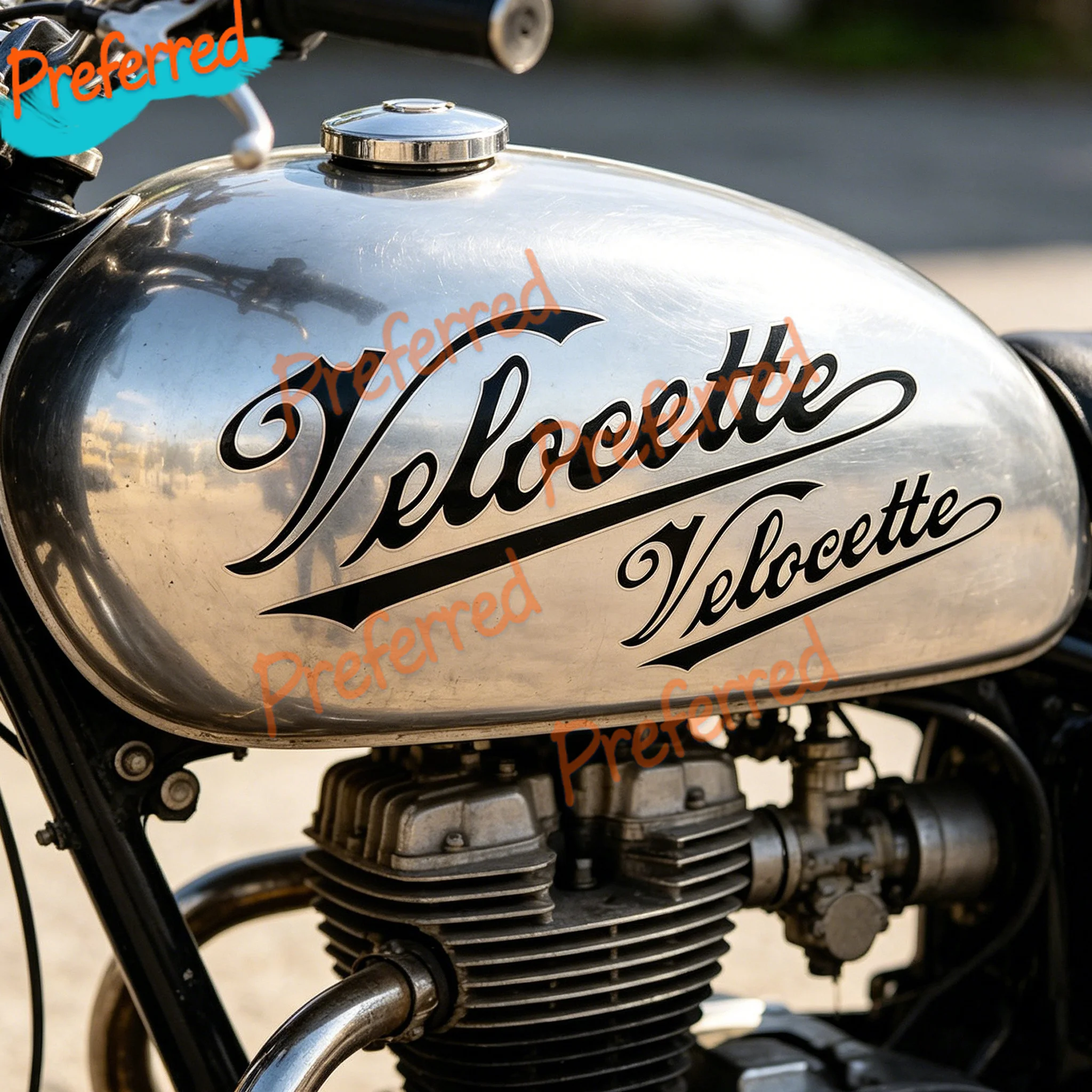 2 pegatinas para tanque Velocette, par, BSA Villiers Rudge JAP, personalizables en cualquier tamaño de pegatina, sin fondo