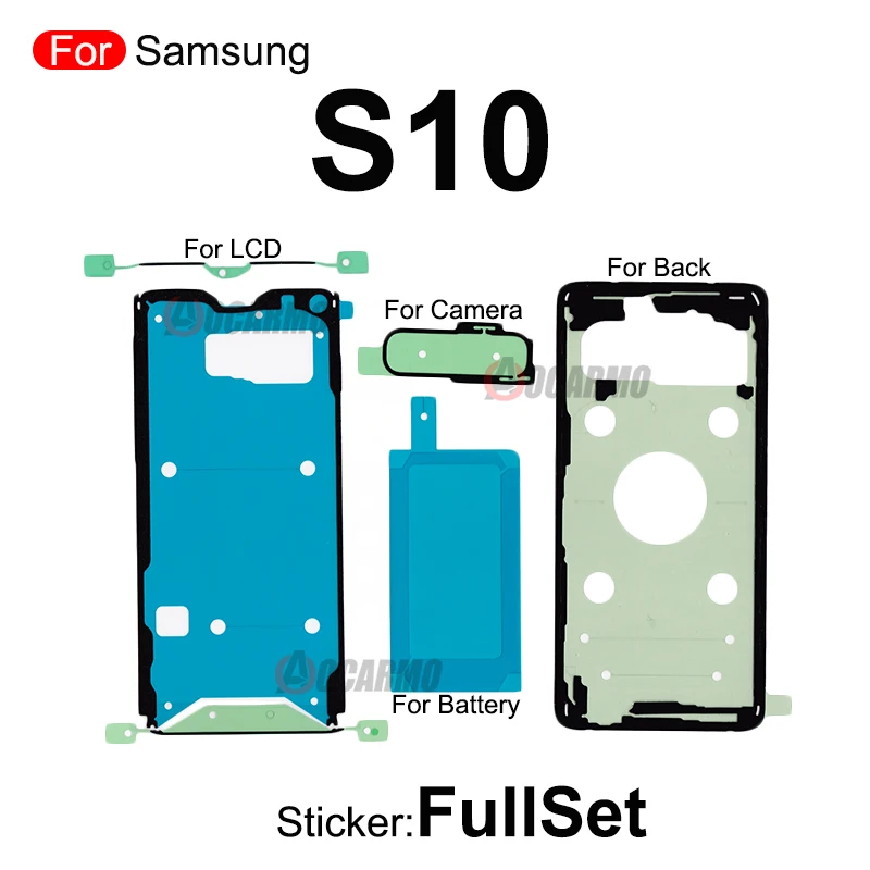 Autocollant Fullset pour Samsung Galaxy S10 Lite Plus S10 + S10 5G S10E, écran LCD avant et batterie arrière, colle adhésive de remplacement