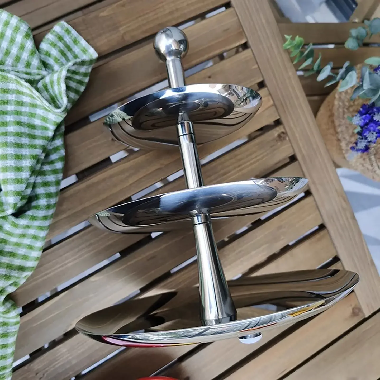

A5.9 304 stainless steel fruit plate multi-layer dim sum plate hotel KTV hot pot ingredient creative plating