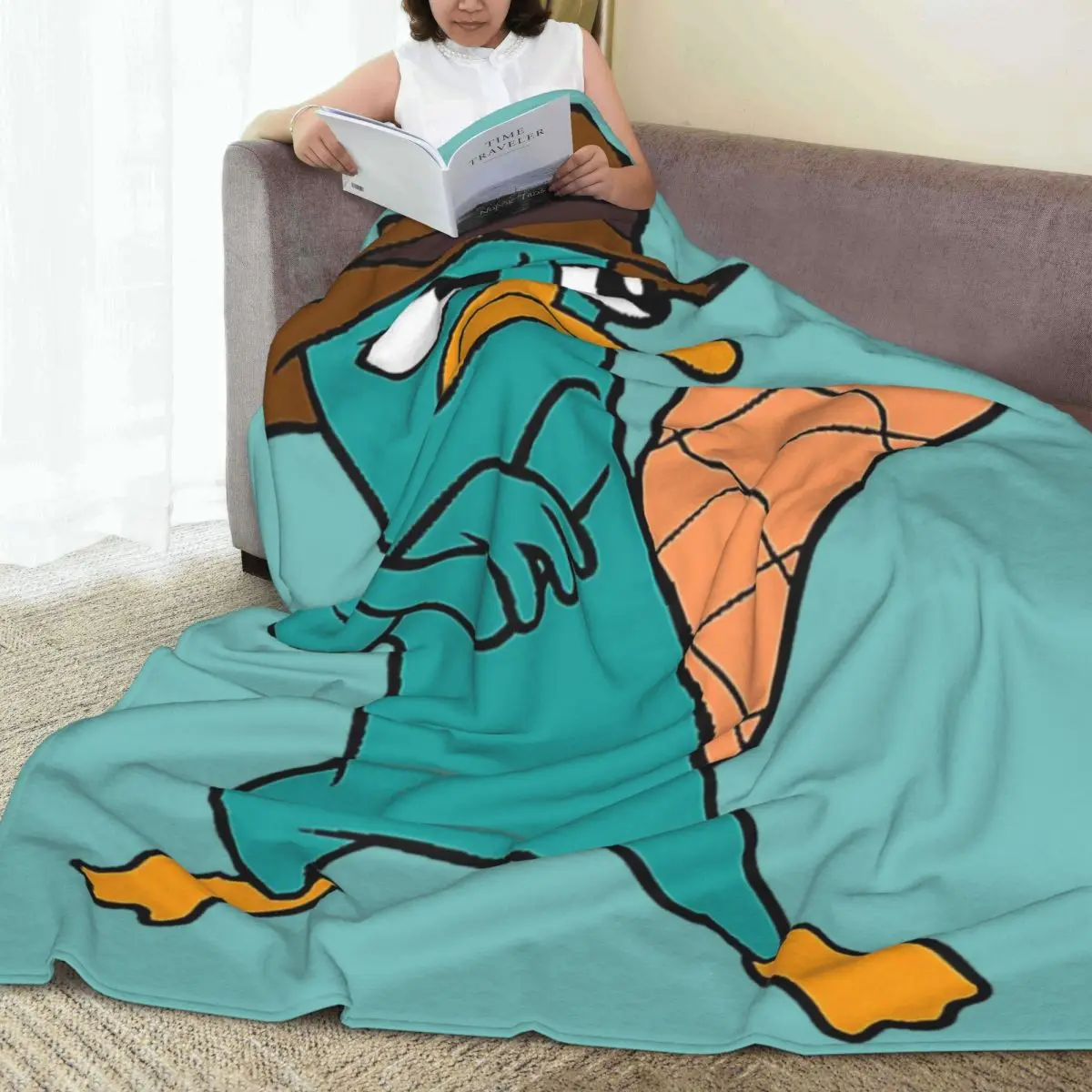 Throw Blanket Perry The Platypus Orange Micro Fleece Blanket Four Sizes Modern Portable For Bedroom Nice Gift