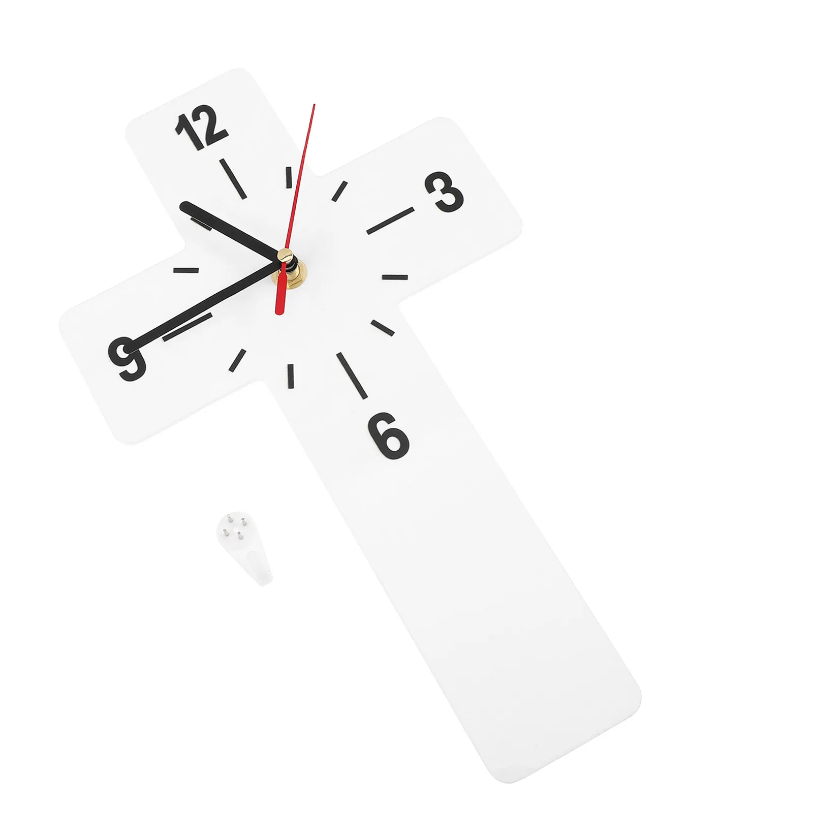 Cross Wall Clock Minimalist Black Acrylic Non-Ticking Silent Sweep Movement Nursery Bedroom Church Decorative Religious