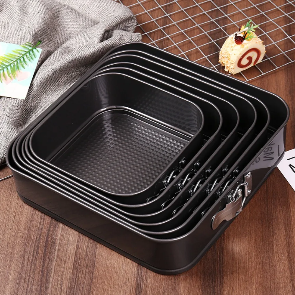 

Baking Tools With Buckle Square Cake Pan Removable Bottom Non-Stick Chiffon Cake Mold Carbon Steel Reusable Baking Tray Toast