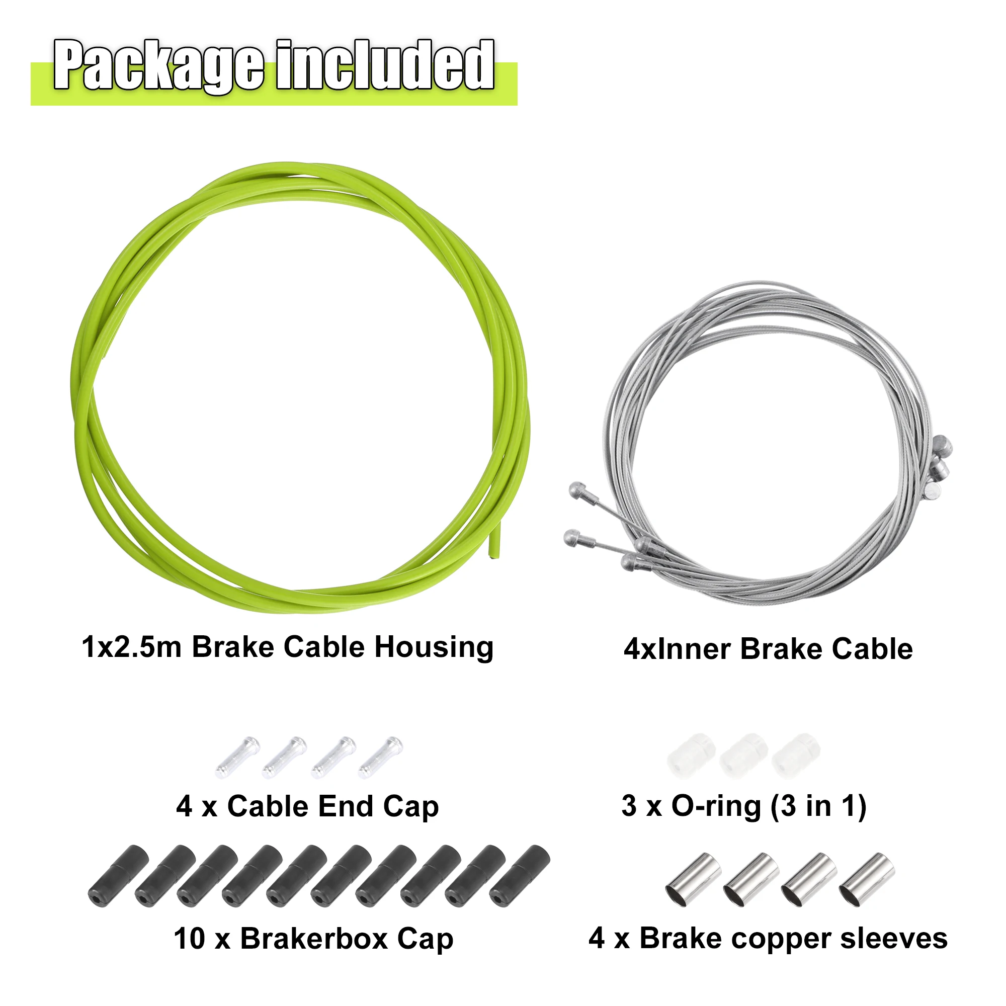 X Autohaux 2.5M Bike Brake Cable Housing Kit Universal Bicycle Inner Brake Cable Housing for MTB Road Bicycle Replacment Part