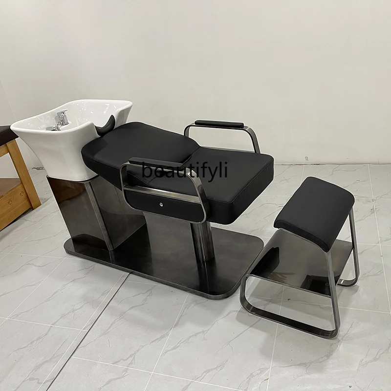 High-End Shampoo Chair Hair Saloon Dedicated for Hair Salon Sitting Hair Salon Ceramic Basin Lying Half Flushing Bed