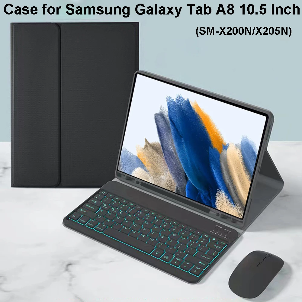 samsung-galaxy-tab-a8-105インチ用ケース、samsung-tab-a8-sm-x205n-x200n用bluetoothキーボードカバー