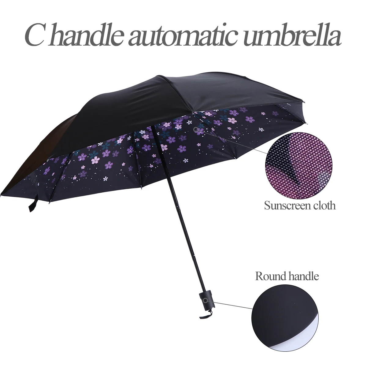 

Purple Uv Protection Sunshade Umbrella Lightweight Foldable Design for Sun Rain Dual Use Travel Outdoor Gift