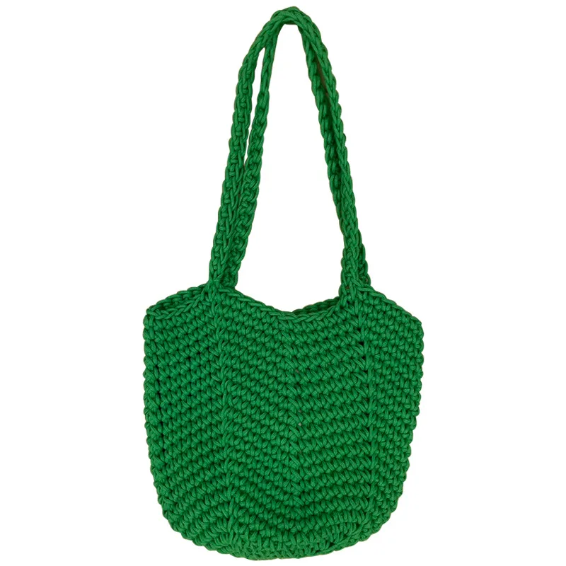 

Ladies' luxury hollowed out large capacity knitted bag with a high-end feel mesh ba simple casual single shoulder tote bag