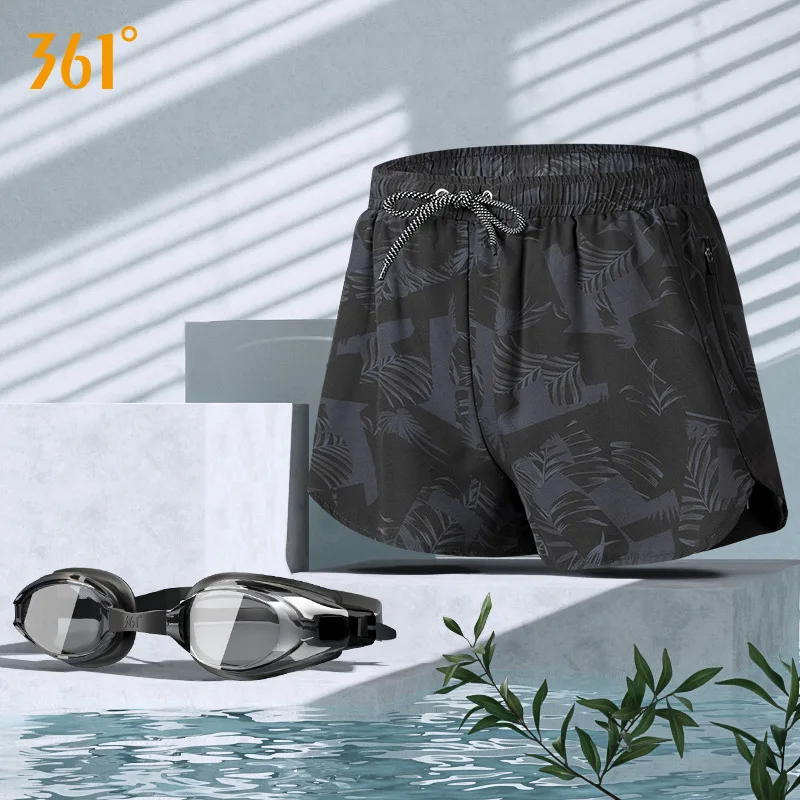 361 Men's Professional Competition Plus Size Surfing Beach Swim Trunks Glasses WaterProof Bathing Shorts Goggles Cap Swim Bag