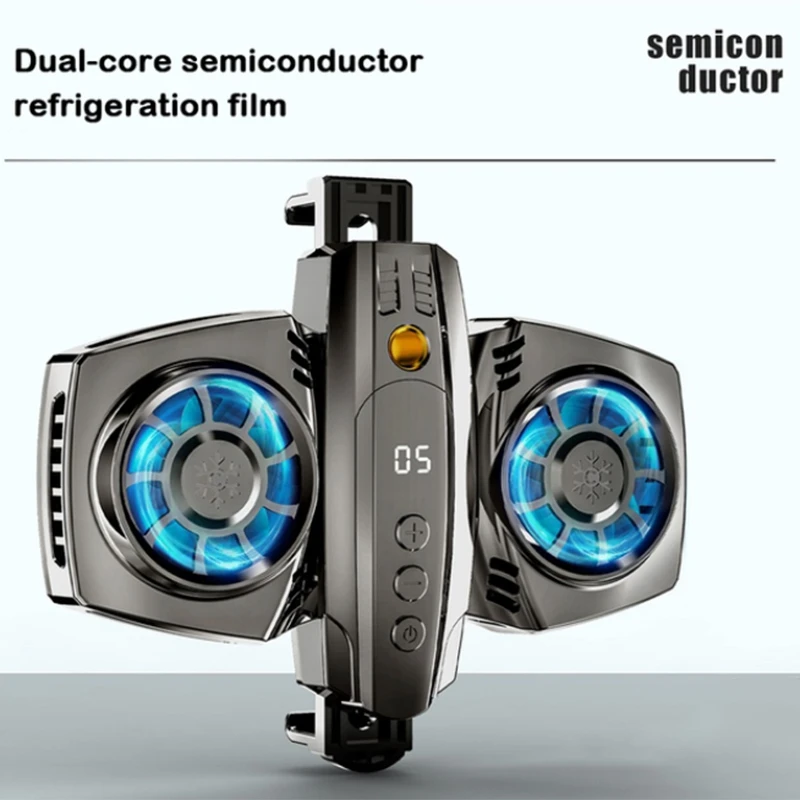 Portable Mobile Phone Cooler Semiconductor Dual Cooling Fan Radiator Phone Holder Game Heat Sink Fun Cooler