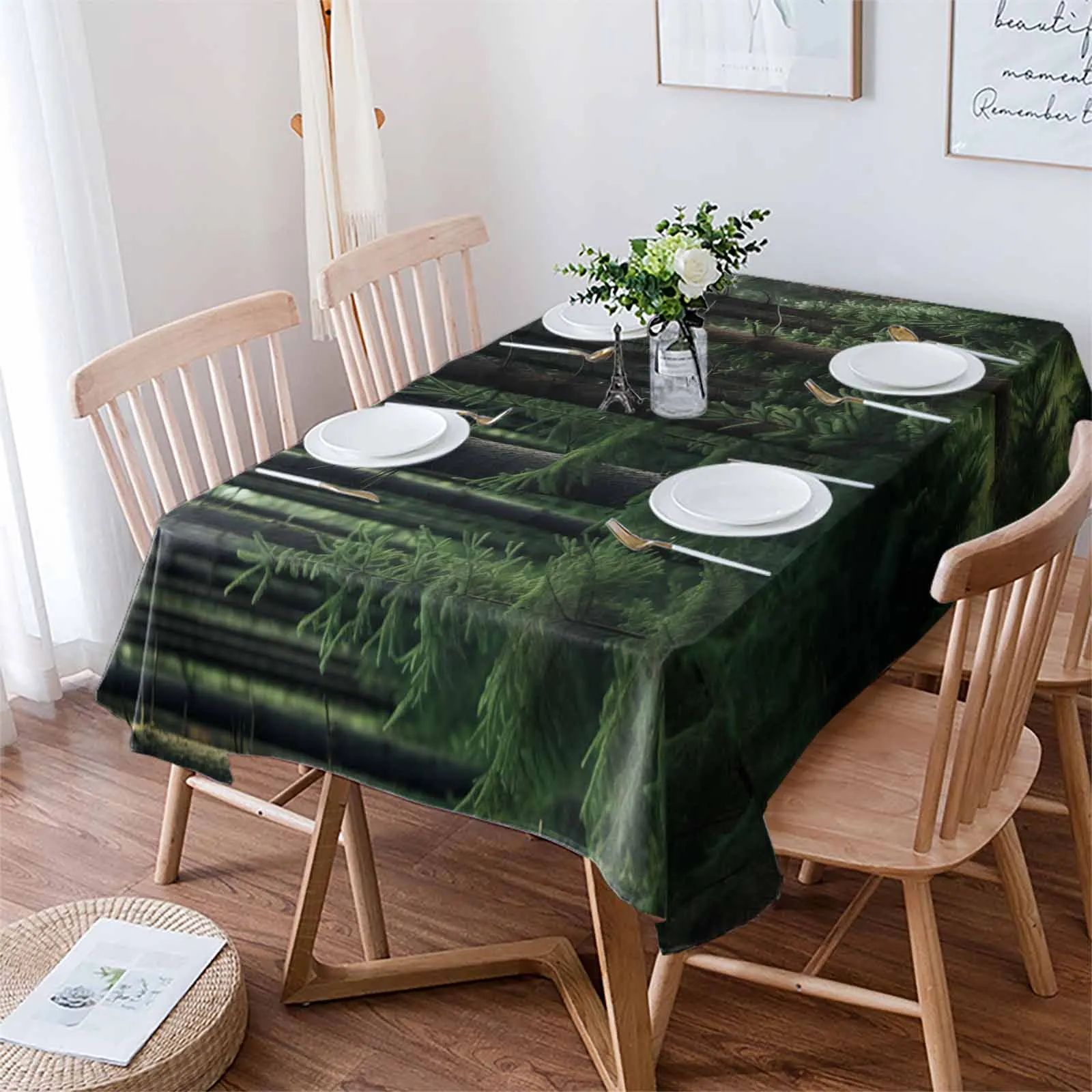 Wallpaper Forest Tree Autumn Waterproof Tablecloth For Table Kitchen Decorative Coffee Cuisine Party Table Cover