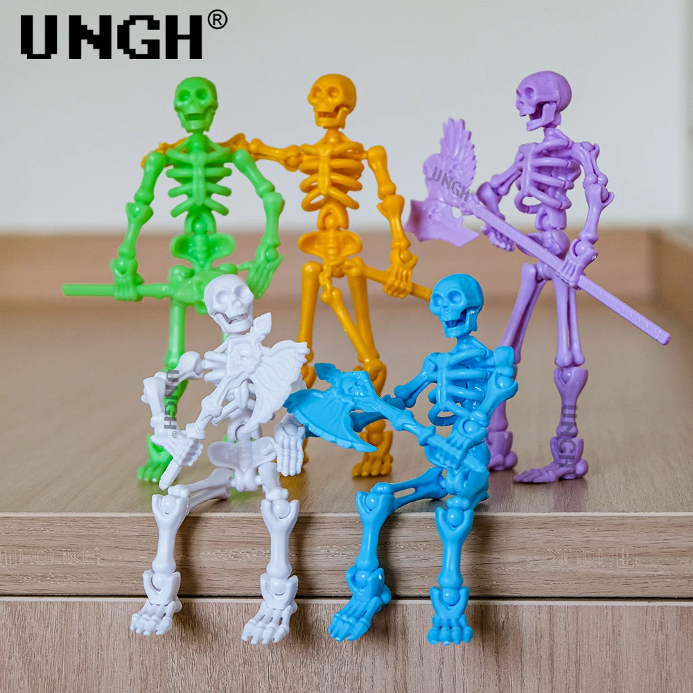 UNGH-figuras de Halloween para niños, modelo de marco de esqueleto de hueso, ensamblaje de bricolaje impreso en 3D, juguetes móviles de 13 cuerpos, regalos