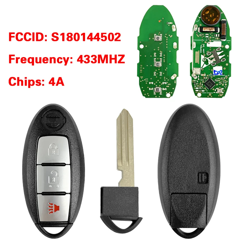 

CN027076 Aftermarket 3-кнопочный смарт-брелок с дистанционным управлением FCC S180144502 4A чип 433 МГц для N-issan Rogue Sport Kicks S SV 2018-2020