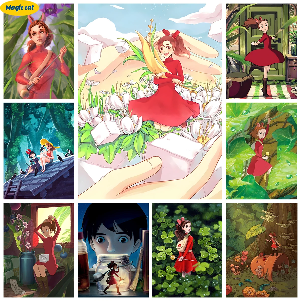 

The Borrowers AB Diamond Painting Japanese Anime Arrietty Diamond Embroidery Cross Stitch Cartoon Elf Home Wall Decor Kid Gifts