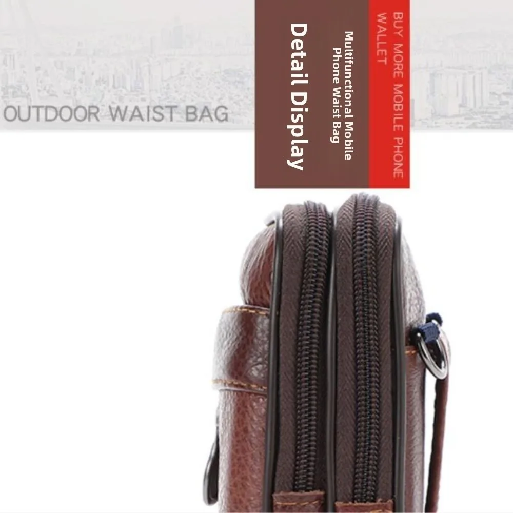 

Large Capacity Mobile Phone Pouch Case Multi-layer Waterproof Phone Belt Clip Case Multifunctional Leather