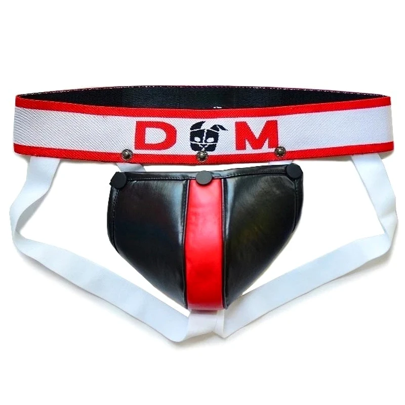Removeable Thongs Mens Jockstrap Sexy Underwear PU Soft Man Bugle Pouch G-Strings Cuecas Masculinas Male Erotic Sissy Lingerie