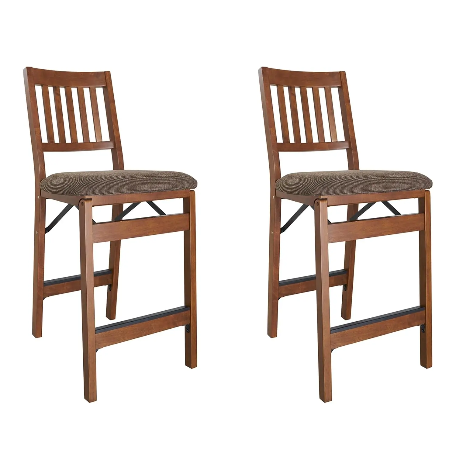 

Premium Solid Wood Dining Table Counter Stools Set with Fabric Padded Upholstered Seat and Steel Folding, Customized