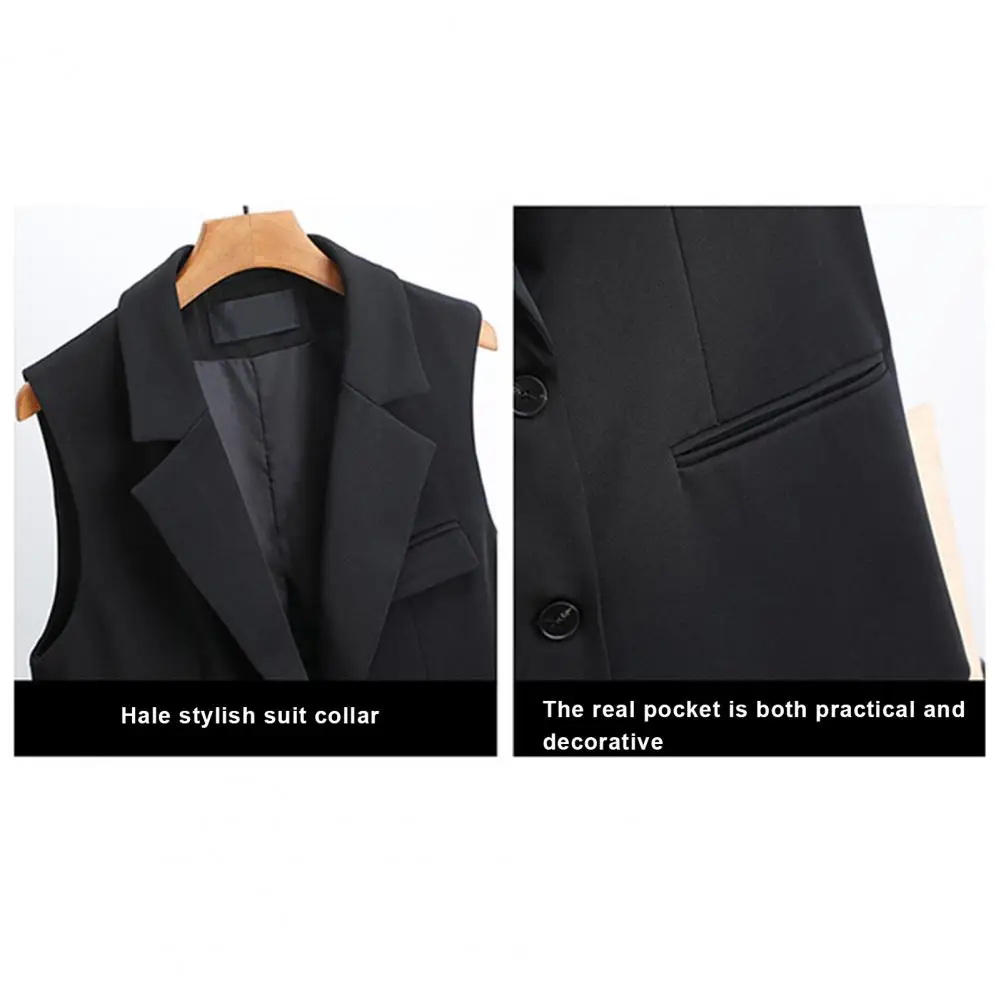 Spring Summer Fall Waistcoat Lightweight Suit Jacket Elegant Women's Sleeveless Vest with Double Buttons Western for Ladies