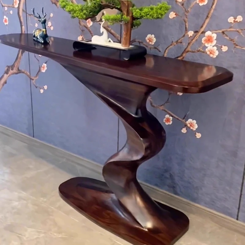 

Entrance table Solid wood strip case against the wall Entrance table Simple ebony Zen living room Entrance cabinet