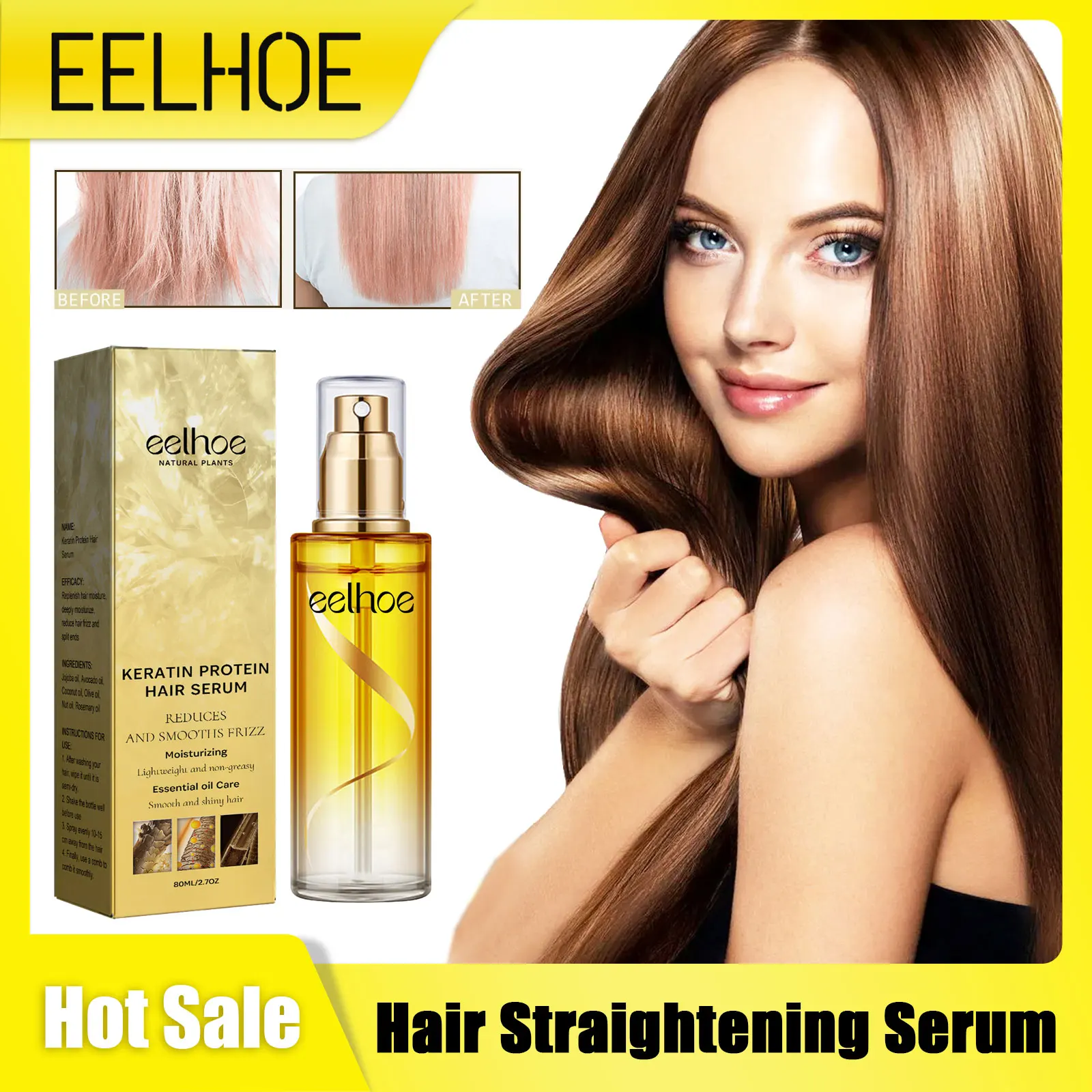 

Straight Hair Serum for Silky Shine Dry Hair Repair Frizz Damaged Smoothing Soften Nourishing Keratin Hair Treatment Conditioner