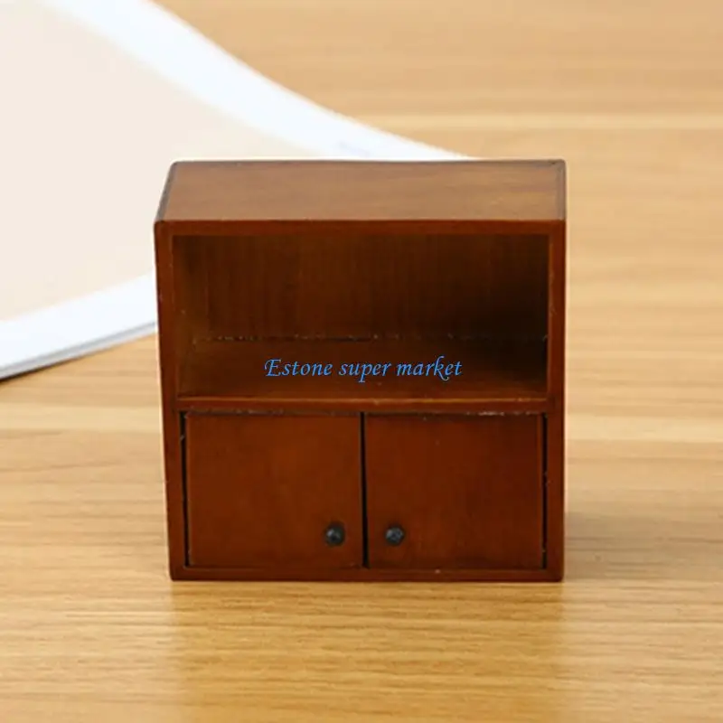

090B Wooden Furniture Miniature Side Cabinet for 1/12 Dollhouses Scene Display Props