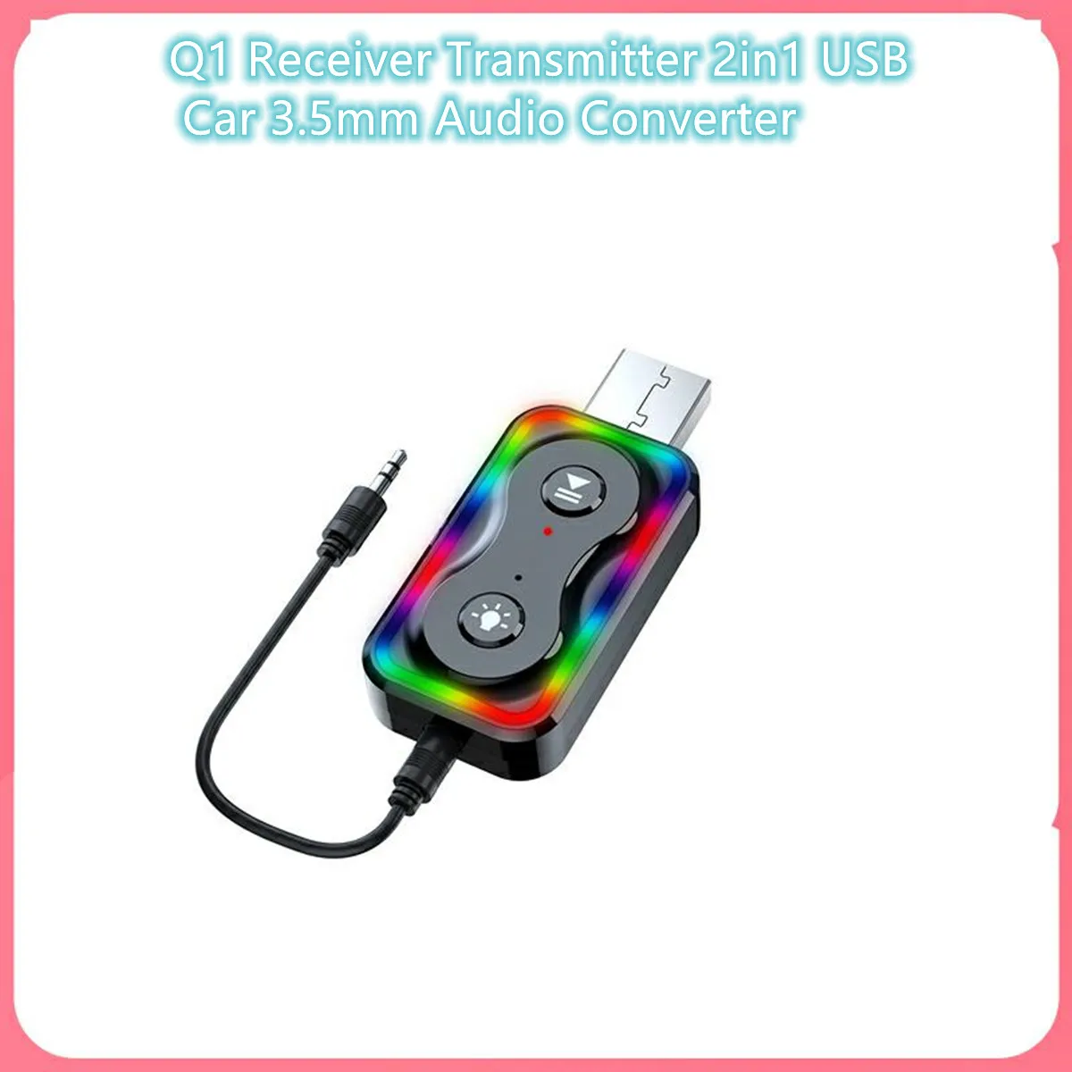 Q1 receptor transmissor 2in1 carro 3.5mm conversor de áudio sem fio música mp3 player adapterbluetooth-compatível para tv carro pc