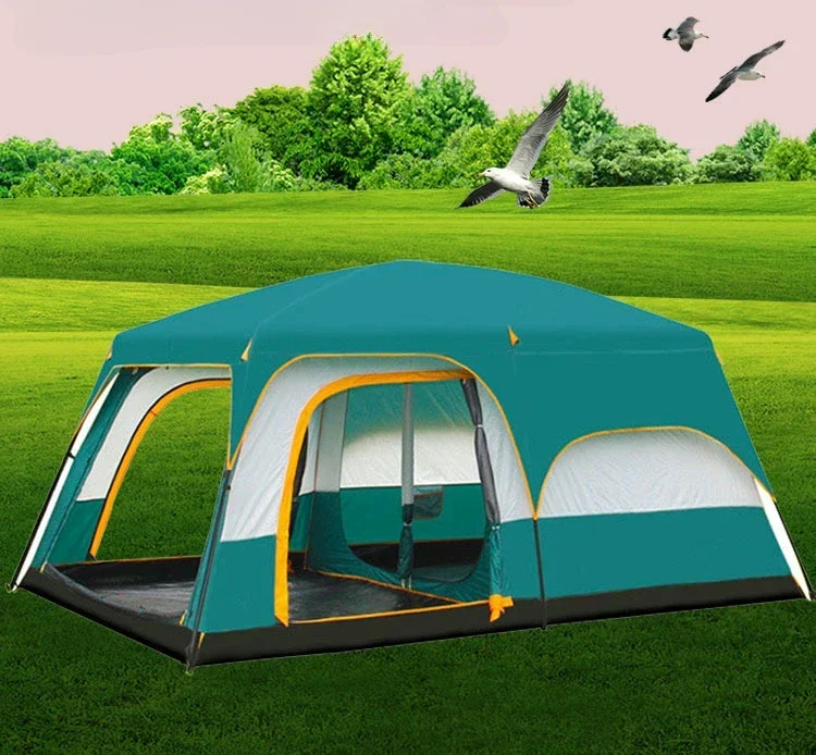 

5-8/8-12 Person Camping Double Layer Tent Two Bedrooms Waterproof Big Space Outdoor Family Tent Nature Hike Tent Camping Travel