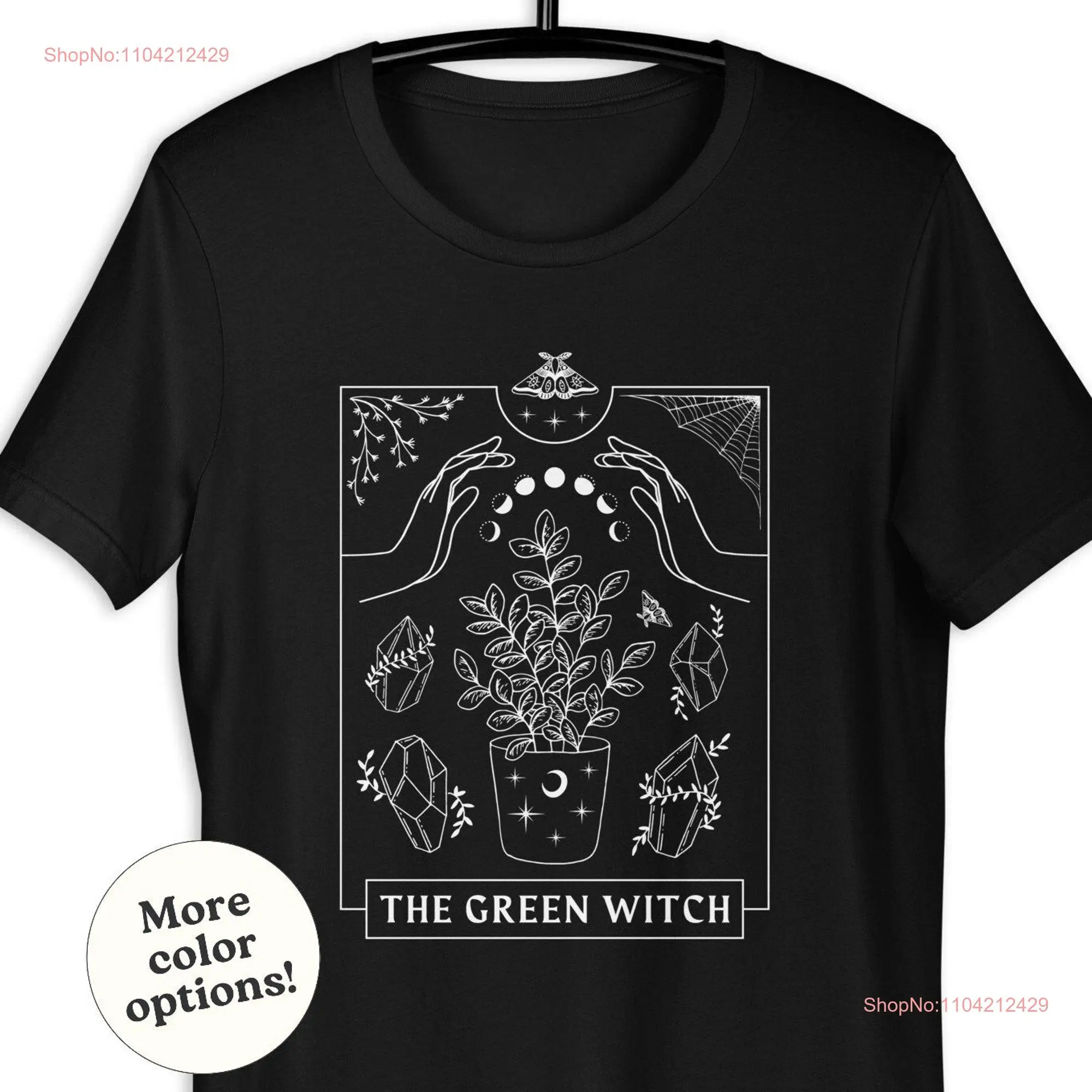 Tarot Card Green Witch T Shirt Plant Lover Succulent Gardening Wichy Clothes Houseplant Witchcraft Halloween Wicca Mystical